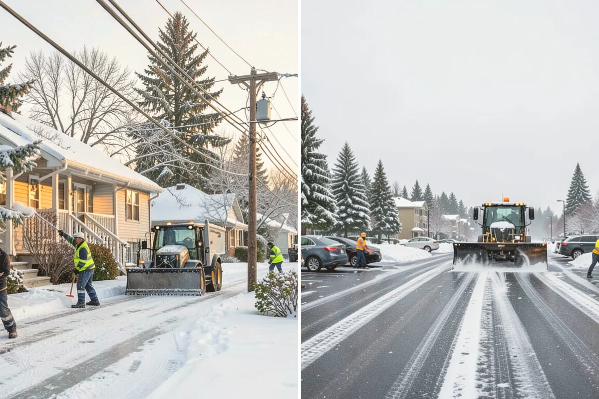 Shopping Center Sidewalk Clearing in Stanwood, Snohomish County, WA - Clear the full storefront corridor to walkable width