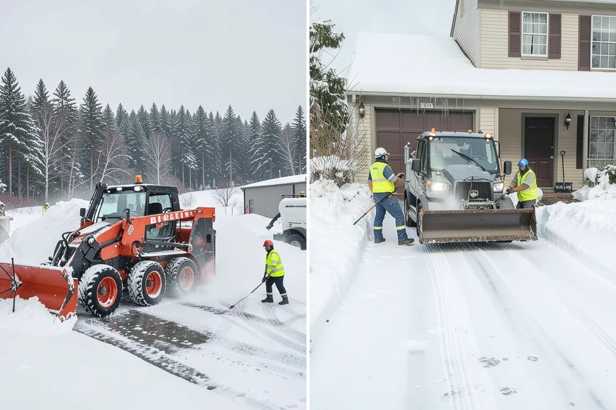Shopping Center Sidewalk Clearing in Sumner, Pierce County, WA - Clear the full storefront corridor to walkable width