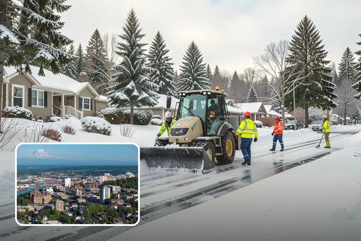 Shopping Center Sidewalk Clearing in Tacoma, Pierce County, WA - Full storefront corridor cleared for every tenant equally