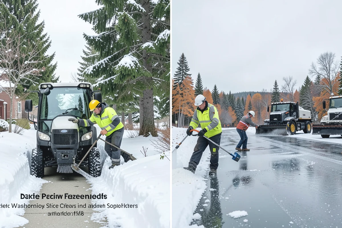 Shopping Center Sidewalk Clearing in Wilkeson, Pierce County, WA - Clear the full storefront corridor to walkable width
