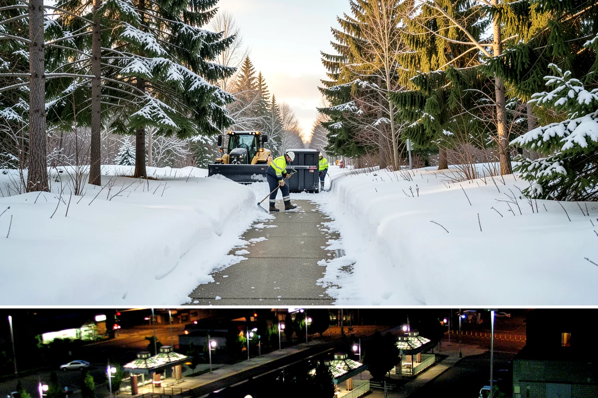 Shopping Center Snow Hauling in Auburn, King County, WA - Hauling becomes necessary after successive snow events or when thaw-refreeze cycles turn piles into ice mounds that won't melt on...