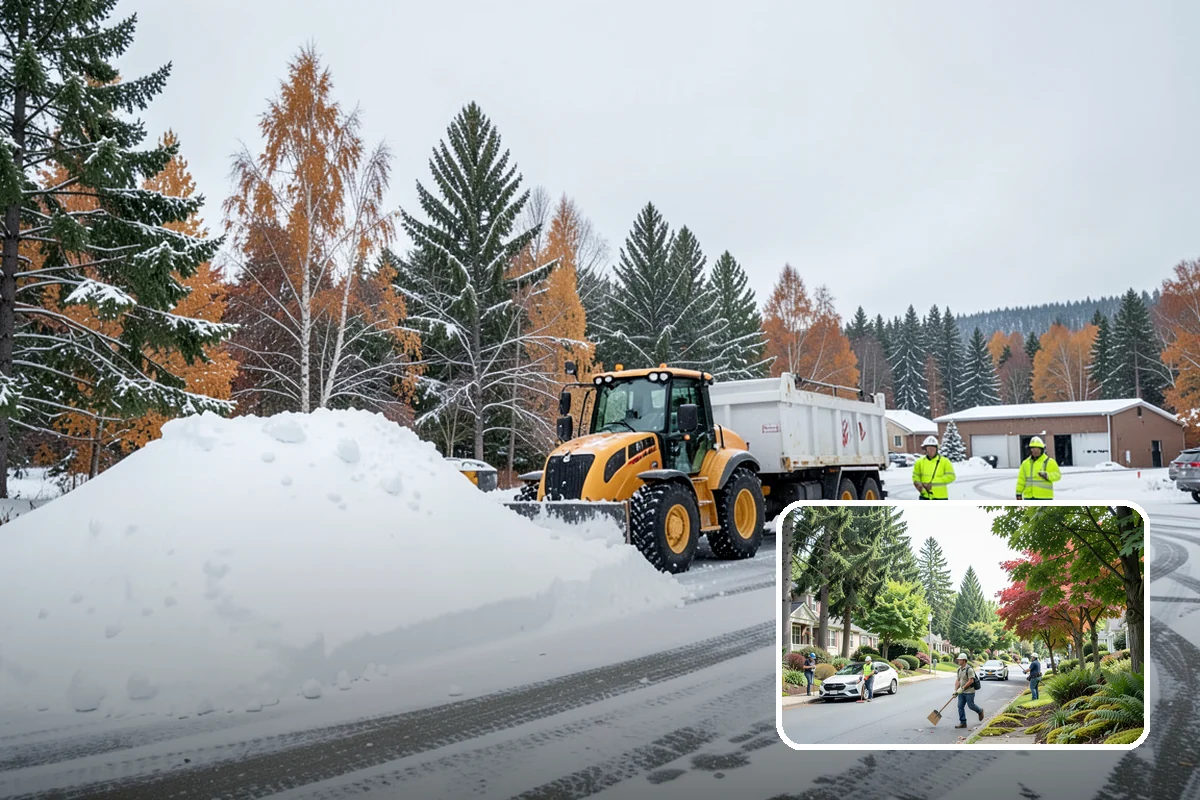 Shopping Center Snow Hauling in Beaux Arts Village, King County, WA - Reclaims parking stalls lost to pushed snow piles