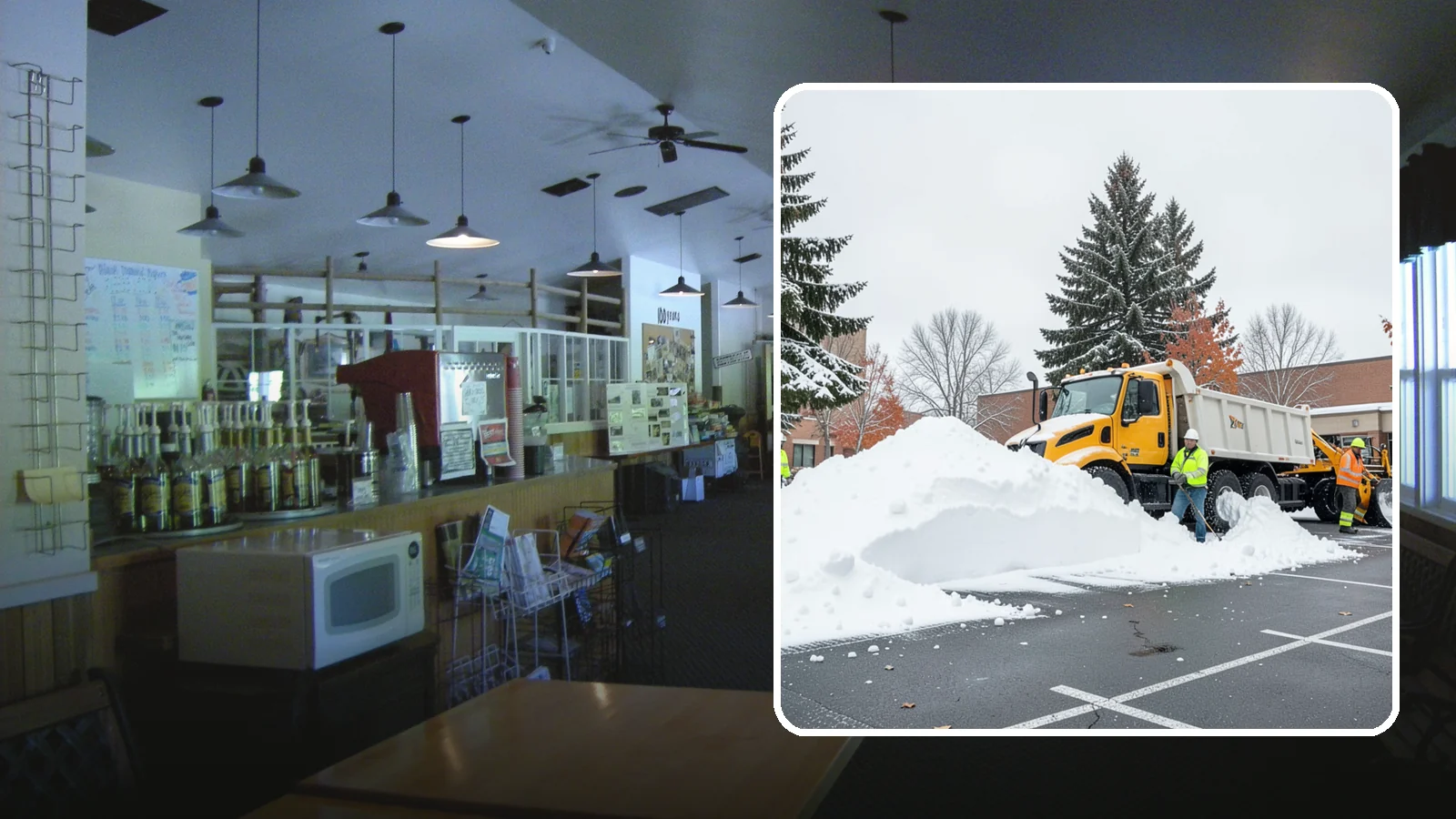 Shopping Center Snow Hauling in Black Diamond, King County, WA - We haul accumulated snow off shopping centers when piles start consuming the parking and sightlines customers need.