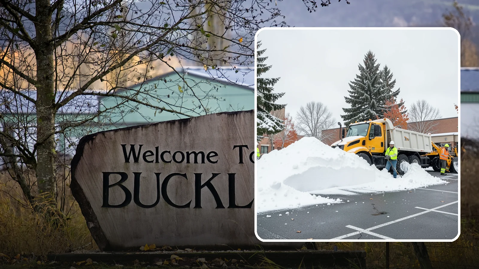 Shopping Center Snow Hauling in Buckley, Pierce County, WA - We haul accumulated snow off shopping centers when piles start consuming the parking and sightlines customers need.