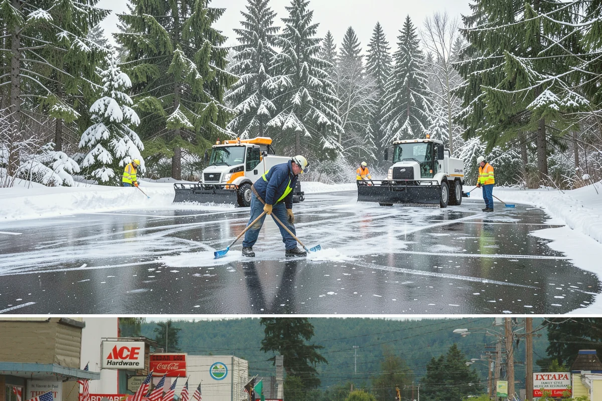 Shopping Center Snow Hauling in Carnation, King County, WA - Hauling becomes necessary after successive snow events or when thaw-refreeze cycles turn piles into ice mounds that won't melt on...