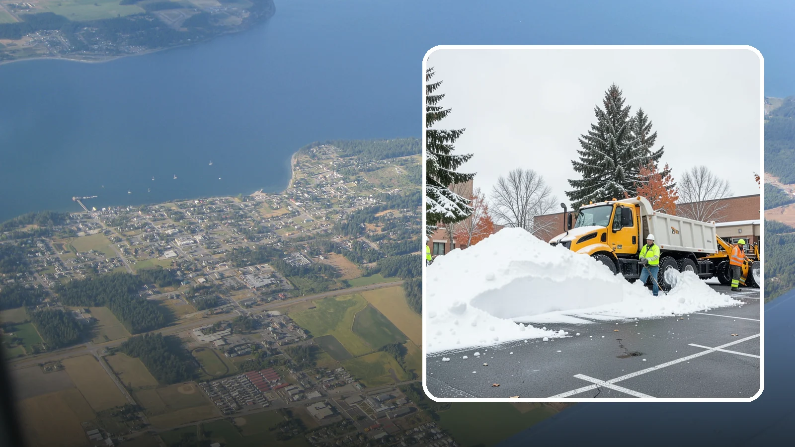 Shopping Center Snow Hauling in Coupeville, Island County, WA - We haul accumulated snow off shopping centers when piles start consuming the parking and sightlines customers need.