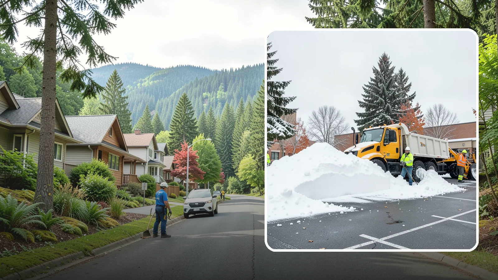 Shopping Center Snow Hauling in Darrington, Snohomish County, WA - We haul accumulated snow off shopping centers when piles start consuming the parking and sightlines customers need.