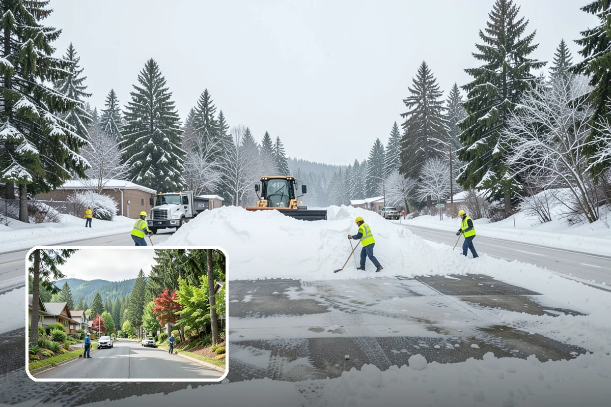 Shopping Center Snow Hauling in Darrington, Snohomish County, WA - Reclaims parking stalls lost to pushed snow piles