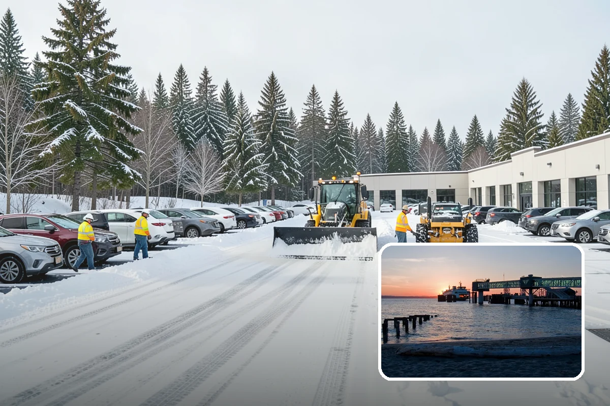 Shopping Center Snow Hauling in Edmonds, Snohomish County, WA - Reclaims parking stalls lost to pushed snow piles