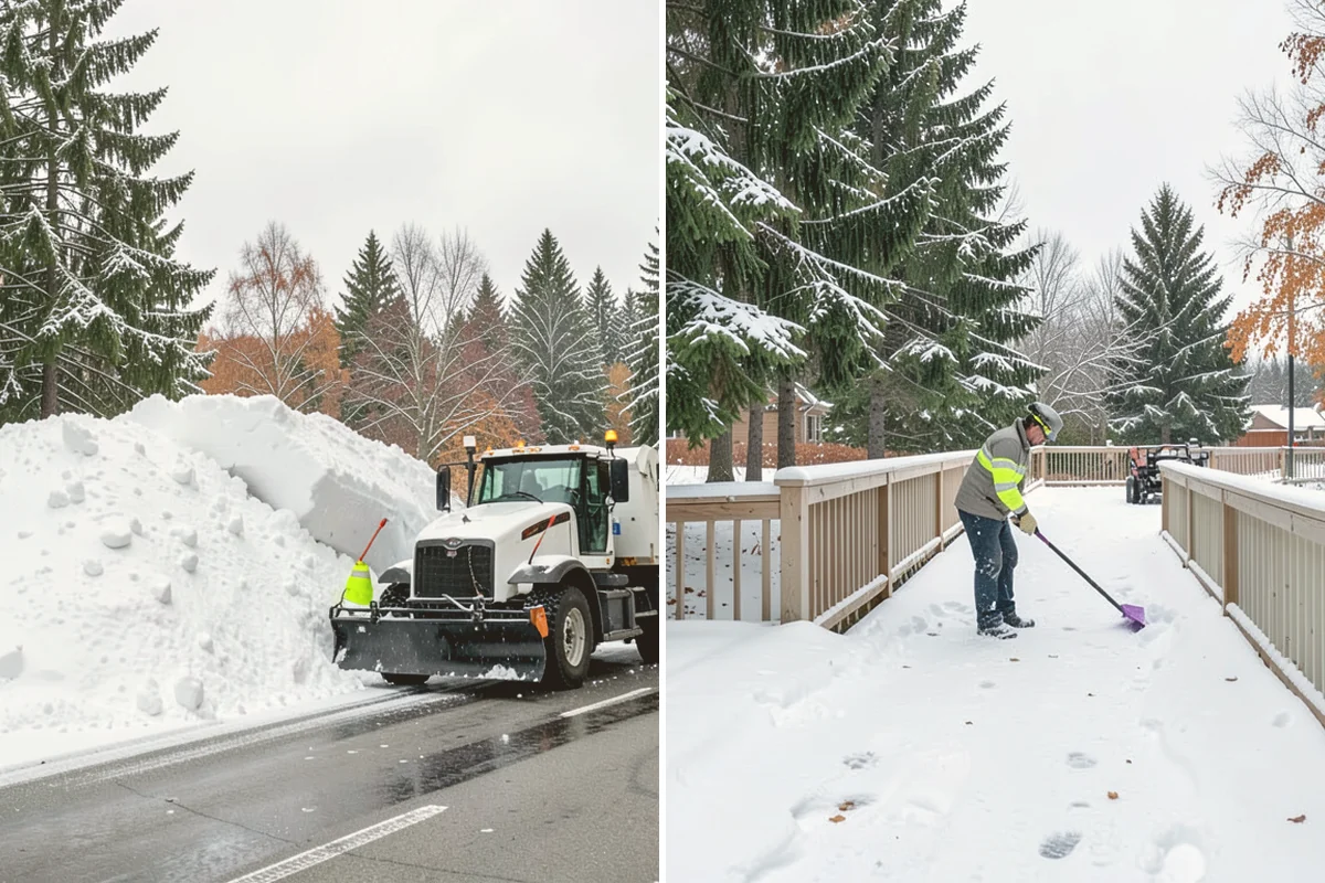 Shopping Center Snow Hauling in Edmonds, Snohomish County, WA - We assess pile locations and the parking they're blocking