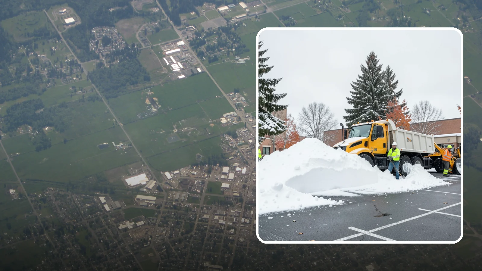 Shopping Center Snow Hauling in Enumclaw, King County, WA - We haul accumulated snow off shopping centers when piles start consuming the parking and sightlines customers need.