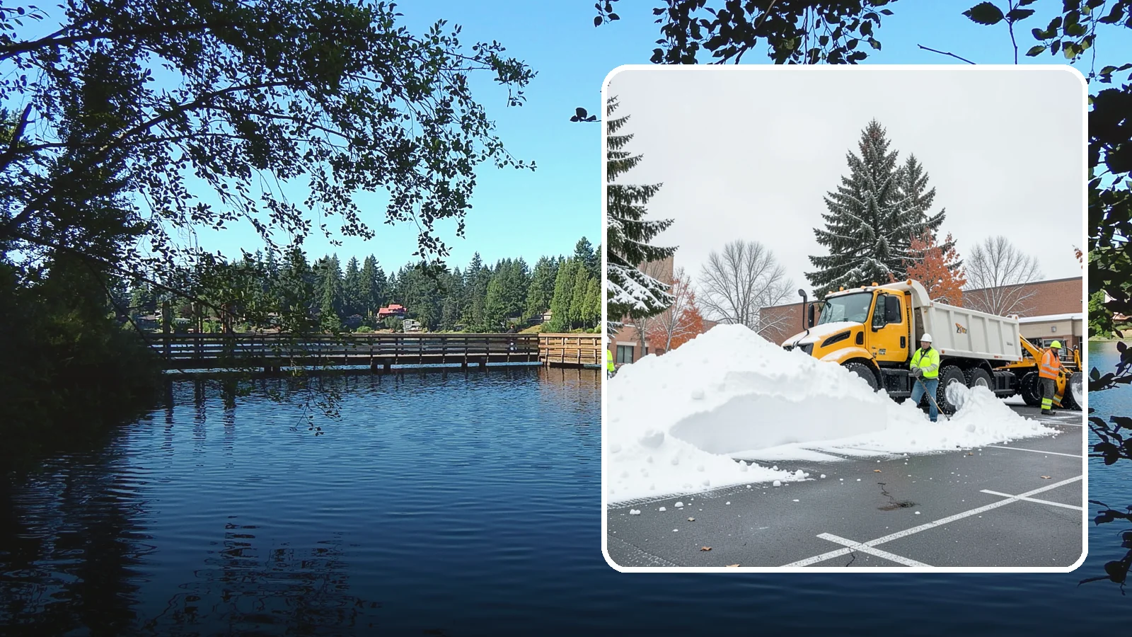 Shopping Center Snow Hauling in Federal Way, King County, WA - We haul accumulated snow off shopping centers when piles start consuming the parking and sightlines customers need.