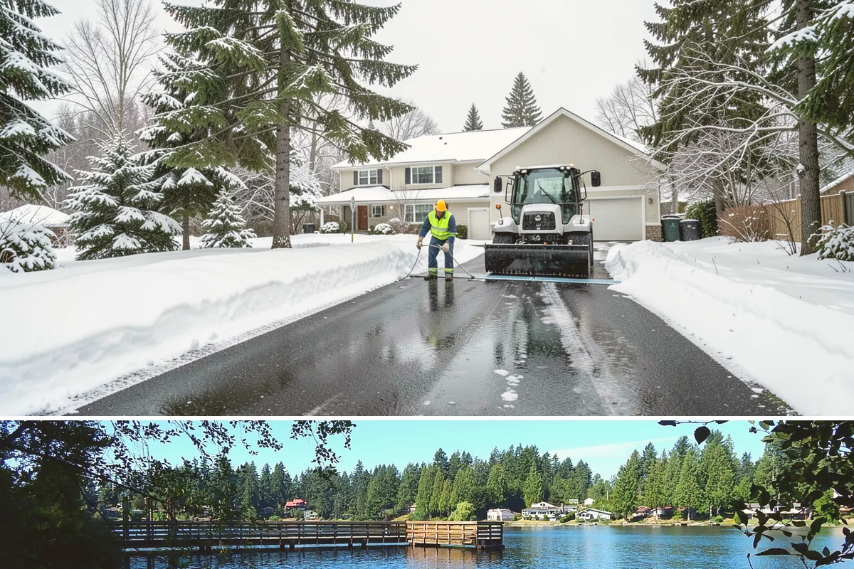 Shopping Center Snow Hauling in Federal Way, King County, WA - Hauling becomes necessary after successive snow events or when thaw-refreeze cycles turn piles into ice mounds that won't melt on...