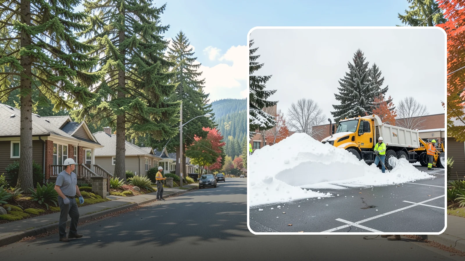 Shopping Center Snow Hauling in Hunts Point, King County, WA - We haul accumulated snow off shopping centers when piles start consuming the parking and sightlines customers need.