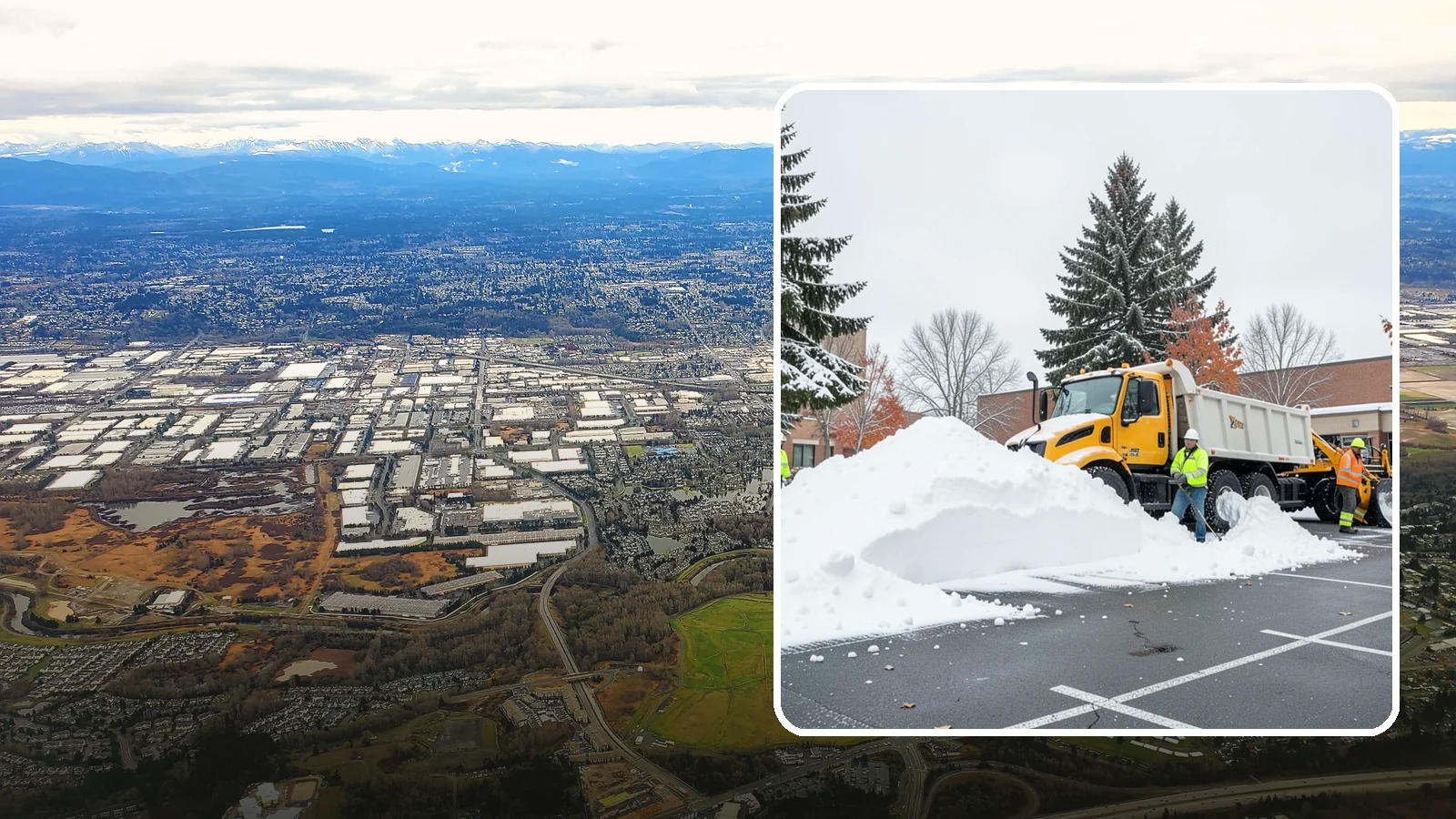 Shopping Center Snow Hauling in Kent, King County, WA - We haul accumulated snow off shopping centers when piles start consuming the parking and sightlines customers need.