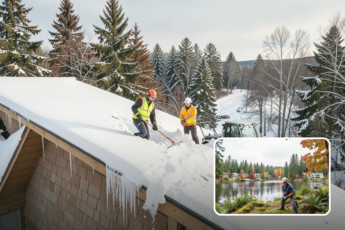 Shopping Center Snow Hauling in La Conner, Skagit County, WA - Reclaims parking stalls lost to pushed snow piles
