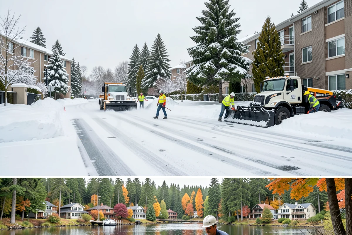 Shopping Center Snow Hauling in La Conner, Skagit County, WA - Hauling becomes necessary after successive snow events or when thaw-refreeze cycles turn piles into ice mounds that won't melt on...