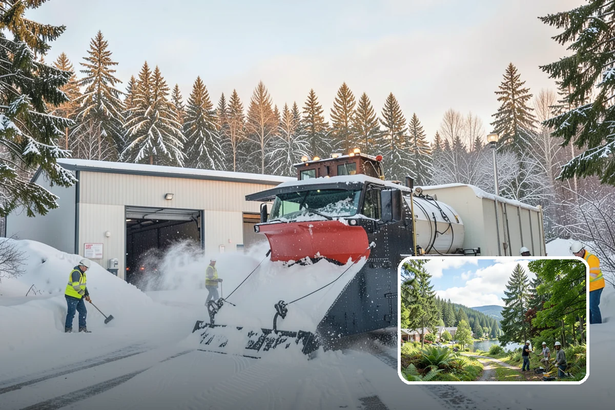 Shopping Center Snow Hauling in Lake Forest Park, King County, WA - Reclaims parking stalls lost to pushed snow piles