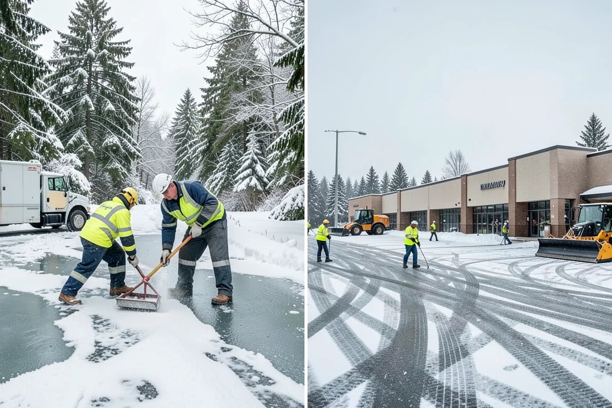 Shopping Center Snow Hauling in Lake Forest Park, King County, WA - We assess pile locations and the parking they're blocking