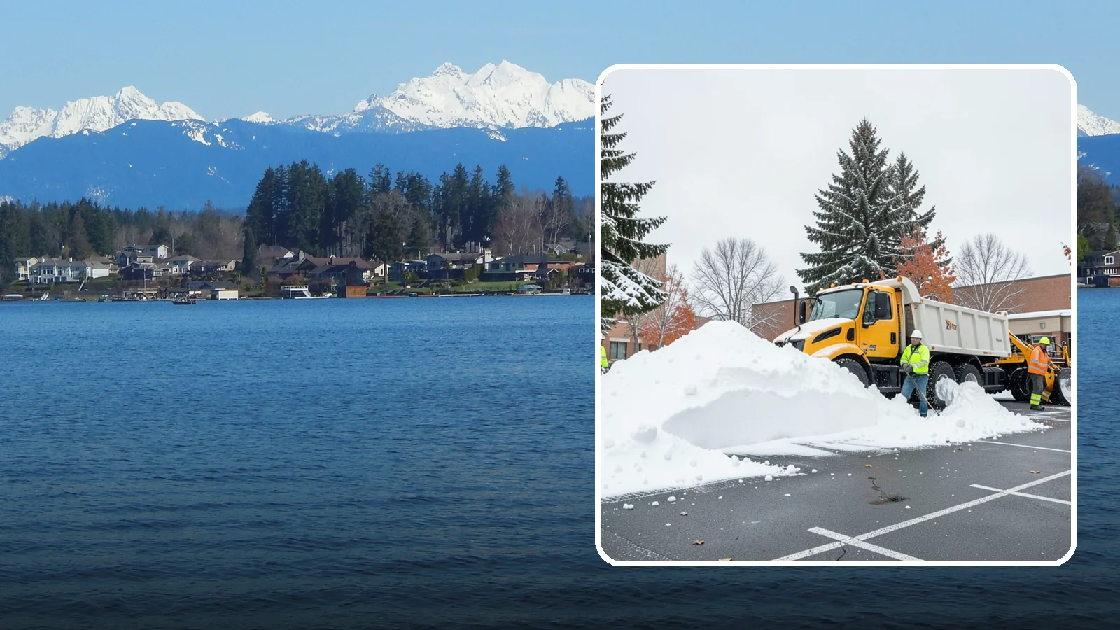 Shopping Center Snow Hauling in Lake Stevens, Snohomish County, WA - We haul accumulated snow off shopping centers when piles start consuming the parking and sightlines customers need.