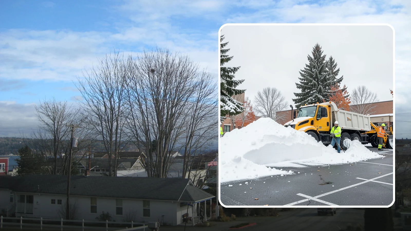 Shopping Center Snow Hauling in Langley, Island County, WA - We haul accumulated snow off shopping centers when piles start consuming the parking and sightlines customers need.