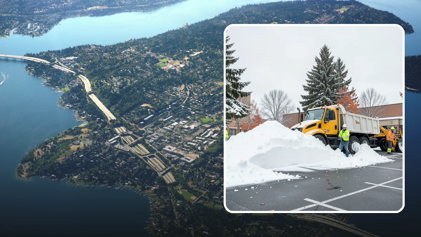 Shopping Center Snow Hauling in Mercer Island, King County, WA - We haul accumulated snow off shopping centers when piles start consuming the parking and sightlines customers need.