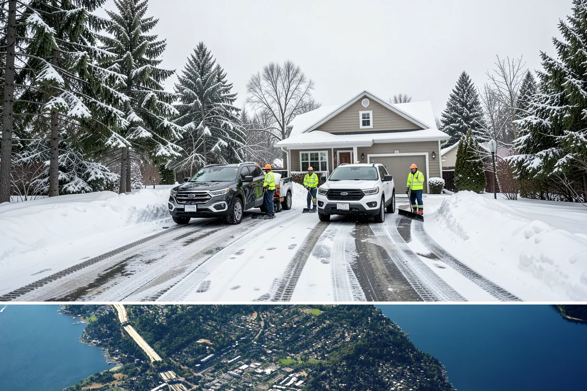 Shopping Center Snow Hauling in Mercer Island, King County, WA - Hauling becomes necessary after successive snow events or when thaw-refreeze cycles turn piles into ice mounds that won't melt on...