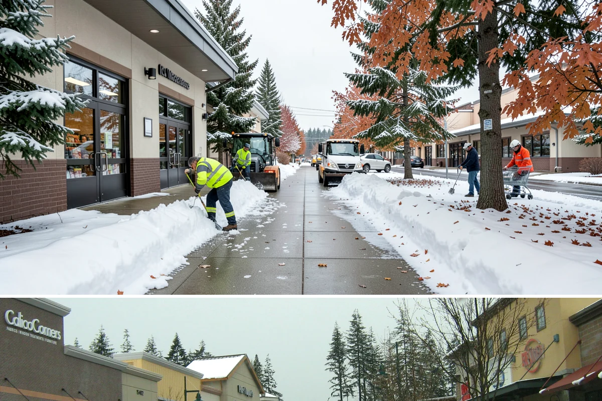 Shopping Center Snow Hauling in Mill Creek, Snohomish County, WA - Hauling becomes necessary after successive snow events or when thaw-refreeze cycles turn piles into ice mounds that won't melt on...