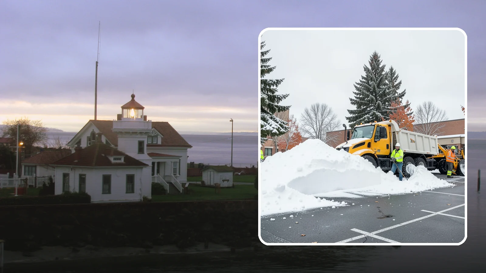Shopping Center Snow Hauling in Mukilteo, Snohomish County, WA - We haul accumulated snow off shopping centers when piles start consuming the parking and sightlines customers need.
