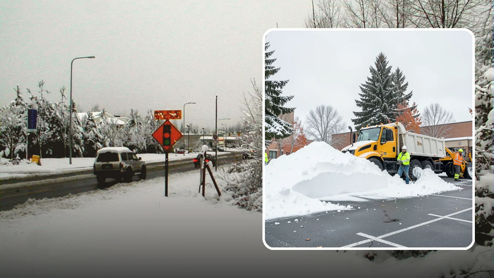 Shopping Center Snow Hauling in Newcastle, King County, WA - We haul accumulated snow off shopping centers when piles start consuming the parking and sightlines customers need.