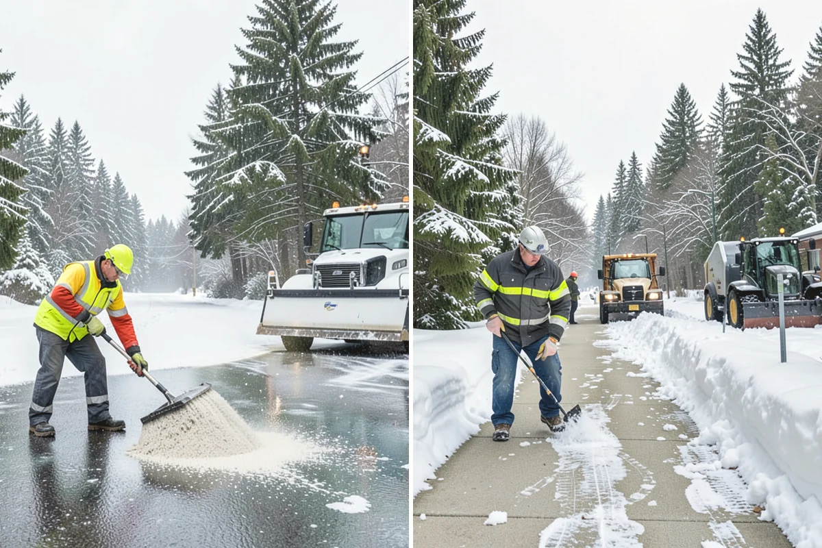 Shopping Center Snow Hauling in North Bend, King County, WA - We assess pile locations and the parking they're blocking