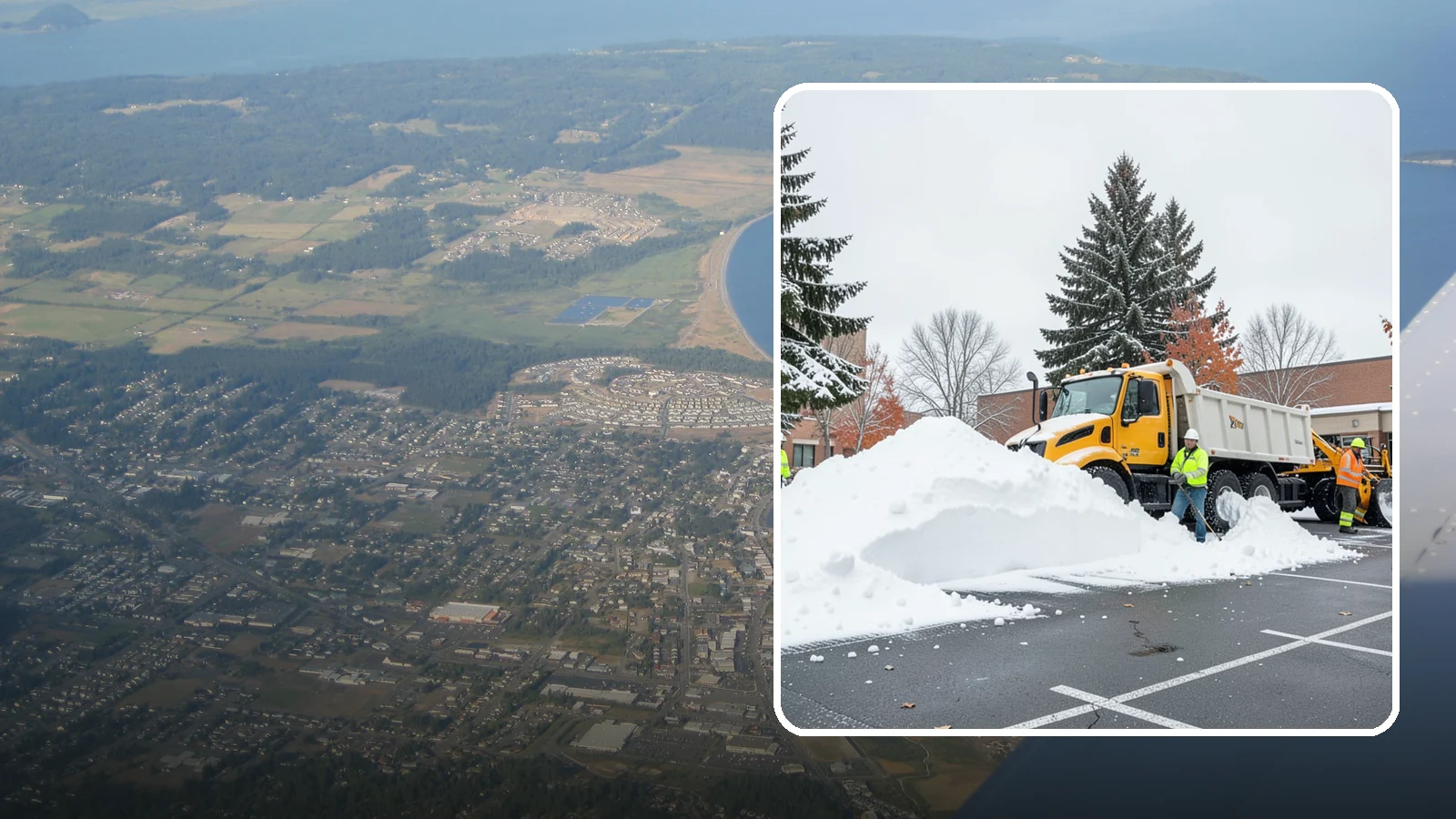 Shopping Center Snow Hauling in Oak Harbor, Island County, WA - We haul accumulated snow off shopping centers when piles start consuming the parking and sightlines customers need.