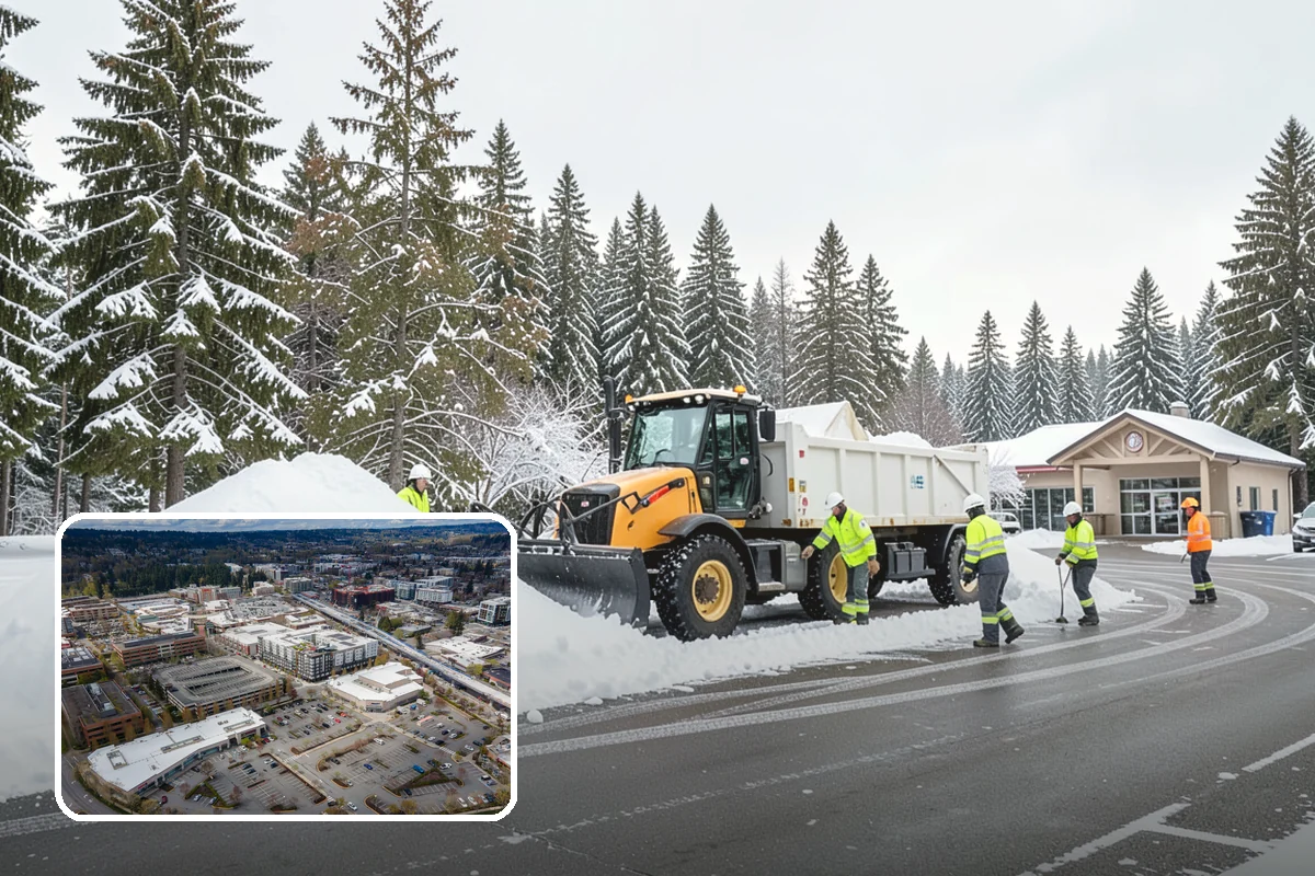 Shopping Center Snow Hauling in Redmond, King County, WA - Reclaims parking stalls lost to pushed snow piles