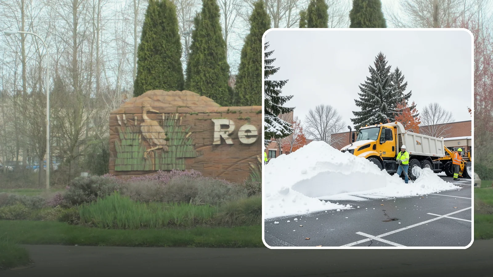 Shopping Center Snow Hauling in Renton, King County, WA - We haul accumulated snow off shopping centers when piles start consuming the parking and sightlines customers need.