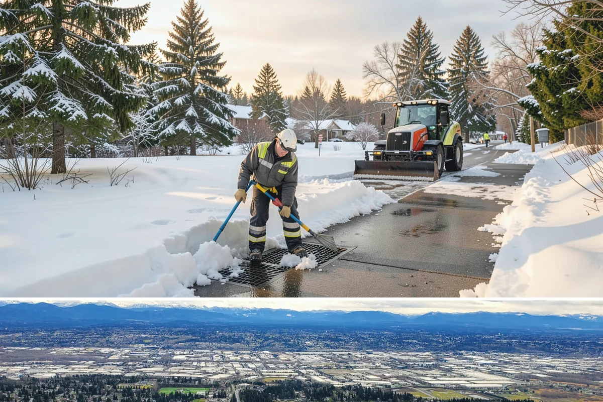 Shopping Center Snow Hauling in SeaTac, King County, WA - Hauling becomes necessary after successive snow events or when thaw-refreeze cycles turn piles into ice mounds that won't melt on...
