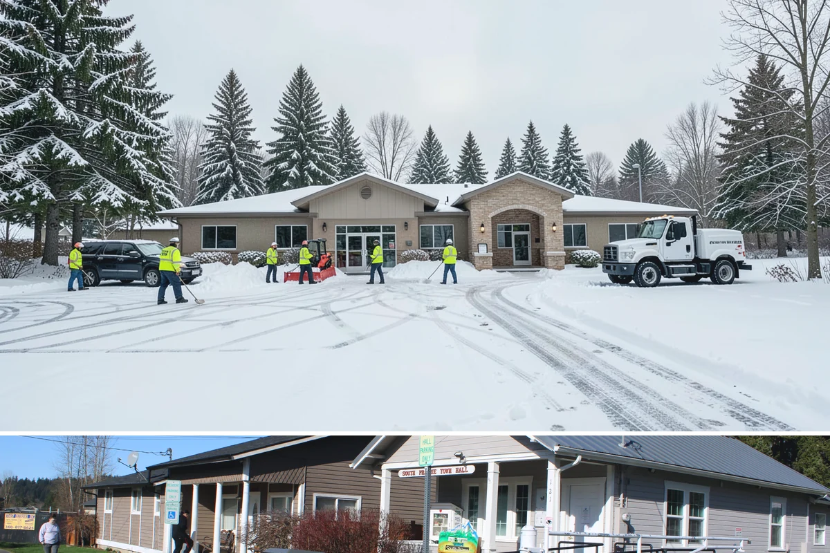 Shopping Center Snow Hauling in South Prairie, Pierce County, WA - Hauling becomes necessary after successive snow events or when thaw-refreeze cycles turn piles into ice mounds that won't melt on...