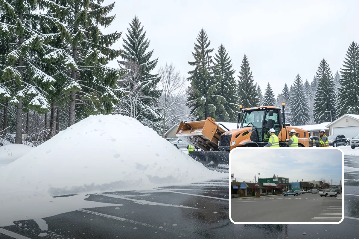 Shopping Center Snow Hauling in Stanwood, Snohomish County, WA - Reclaims parking stalls lost to pushed snow piles