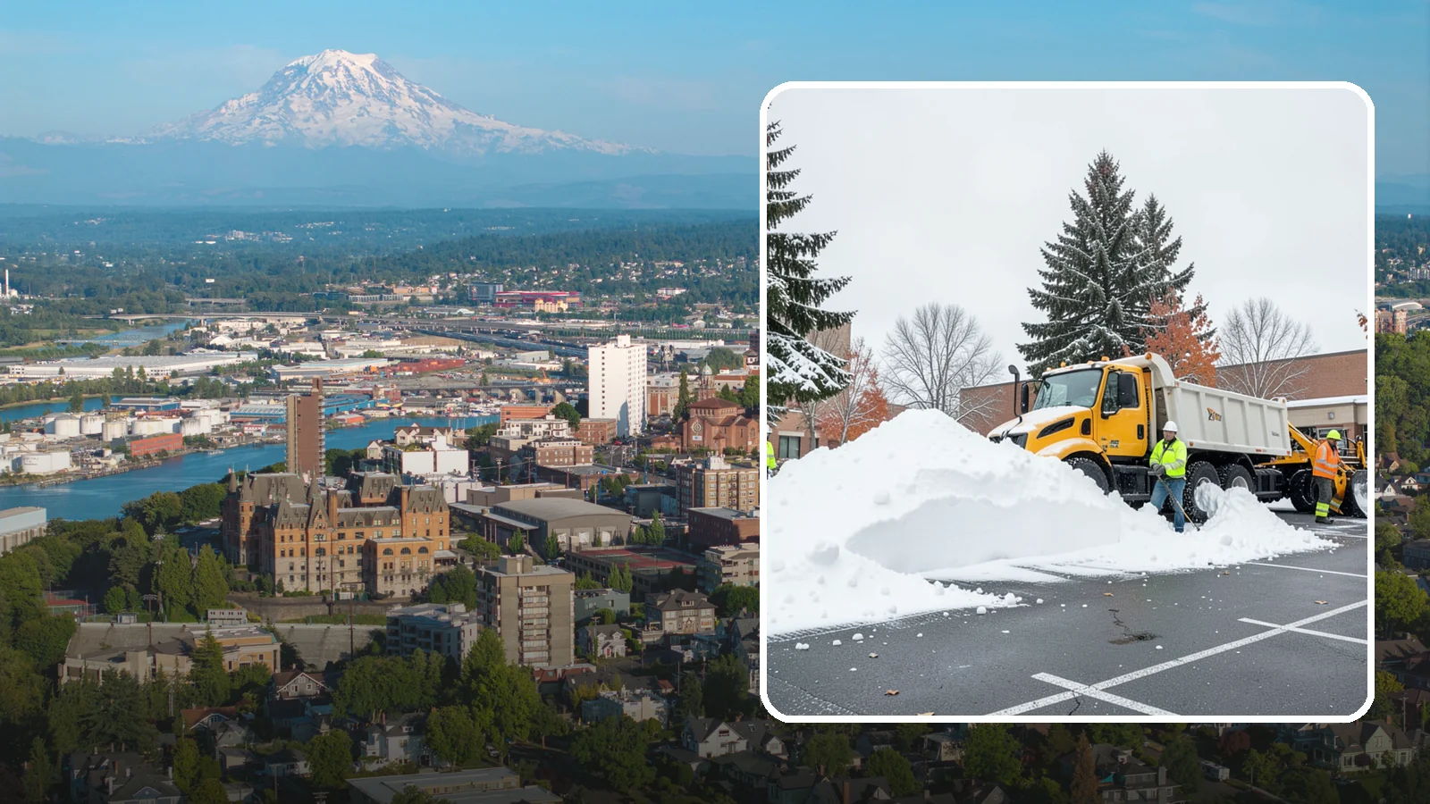 Shopping Center Snow Hauling in Tacoma, Pierce County, WA - We haul accumulated snow off shopping centers when piles start consuming the parking and sightlines customers need.