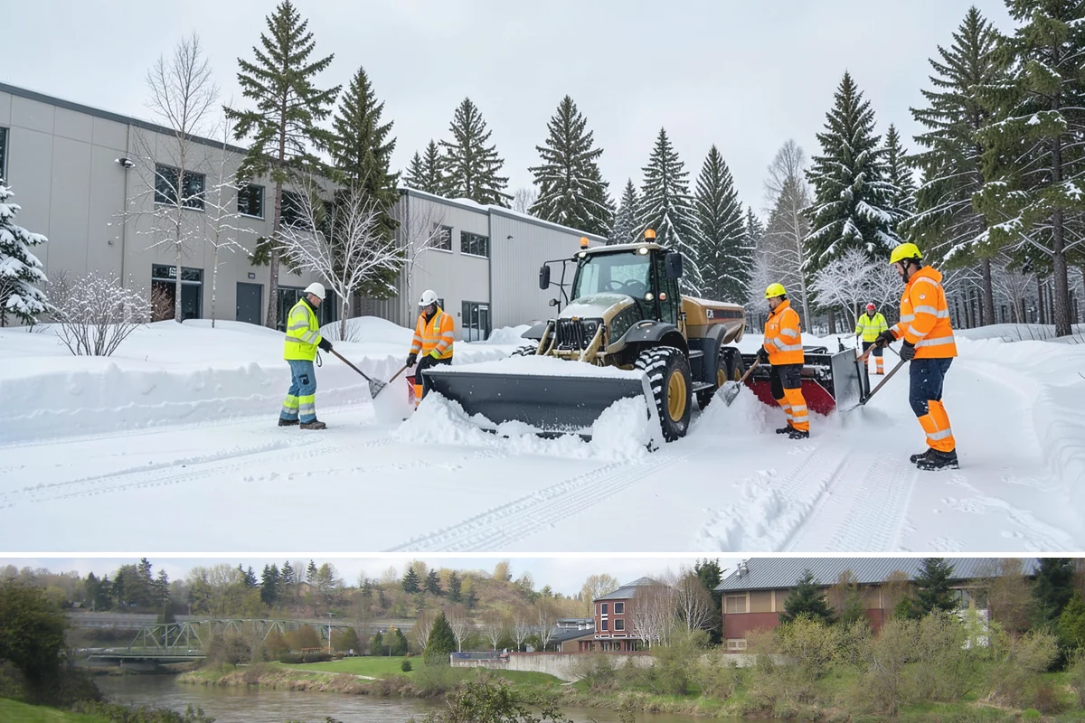 Shopping Center Snow Hauling in Tukwila, King County, WA - Hauling becomes necessary after successive snow events or when thaw-refreeze cycles turn piles into ice mounds that won't melt on...