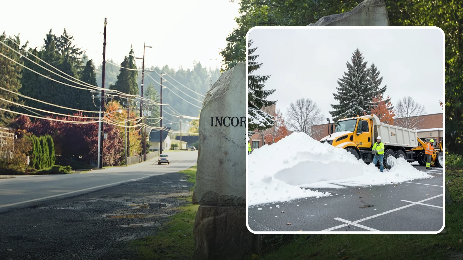 Shopping Center Snow Hauling in Wilkeson, Pierce County, WA - We haul accumulated snow off shopping centers when piles start consuming the parking and sightlines customers need.
