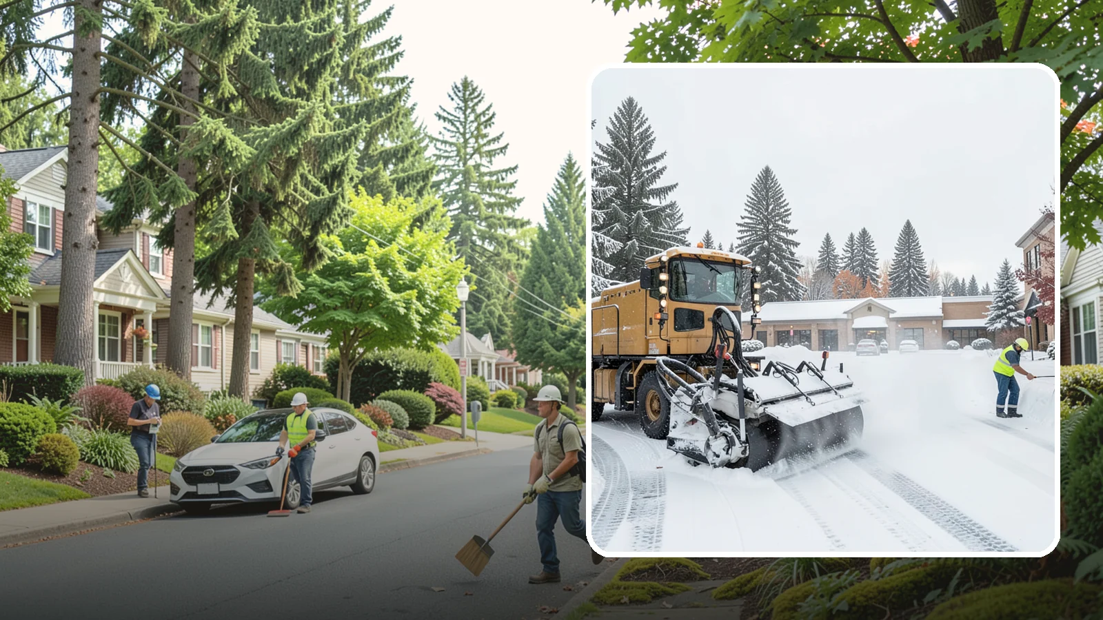 Shopping Center Snow Plowing in Beaux Arts Village, King County, WA - We plow large shopping center lots and storefronts before open so every tenant's customers reach the doors.