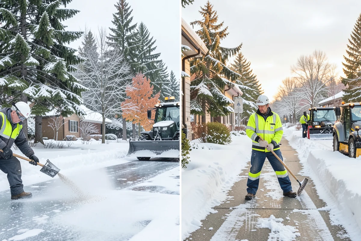 Shopping Center Snow Plowing in Beaux Arts Village, King County, WA - Map the lot, storefront aprons, and snow-storage islands with center management