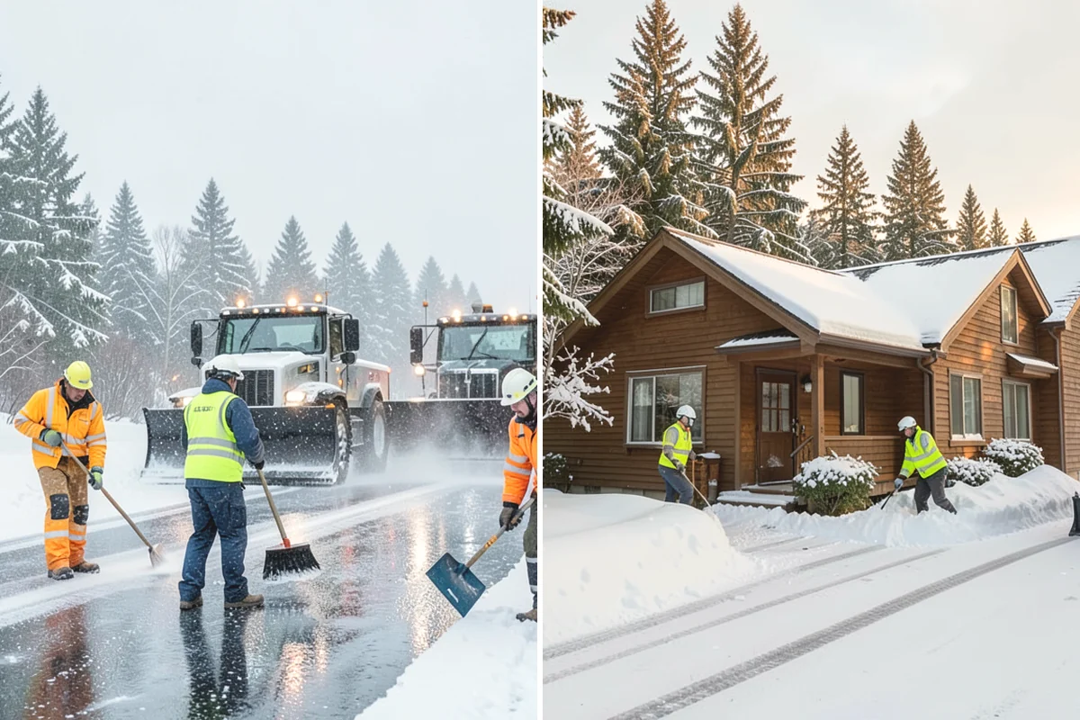 Shopping Center Snow Plowing in Black Diamond, King County, WA - Map the lot, storefront aprons, and snow-storage islands with center management