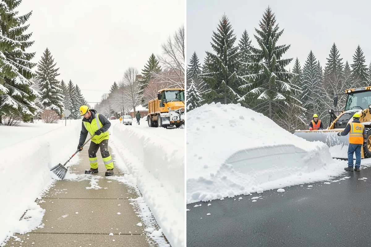 Shopping Center Snow Plowing in Bothell, King County, WA - Map the lot, storefront aprons, and snow-storage islands with center management