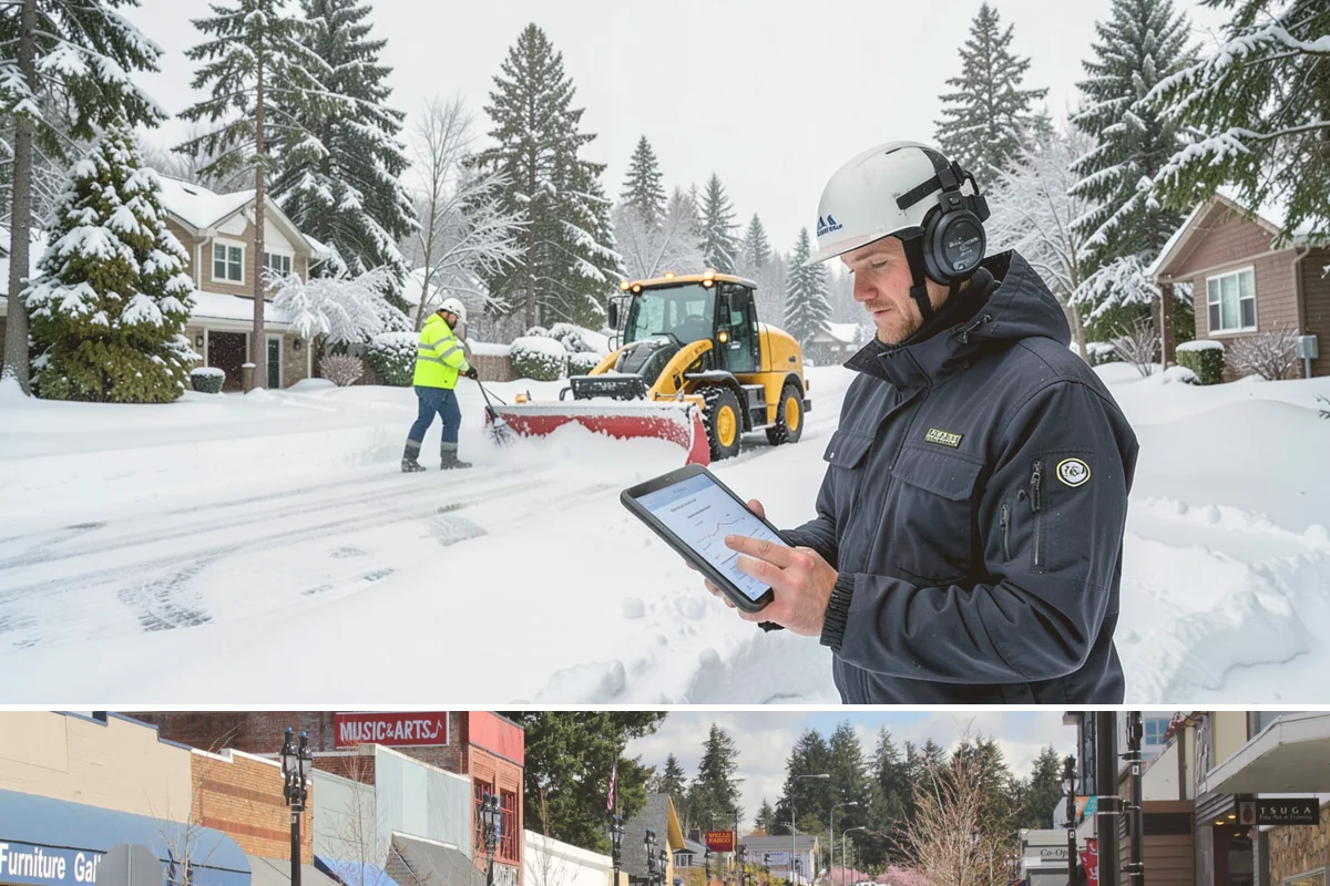 Shopping Center Snow Plowing in Bothell, King County, WA - Line up service before the holiday season so a storm never keeps shoppers from your tenants.