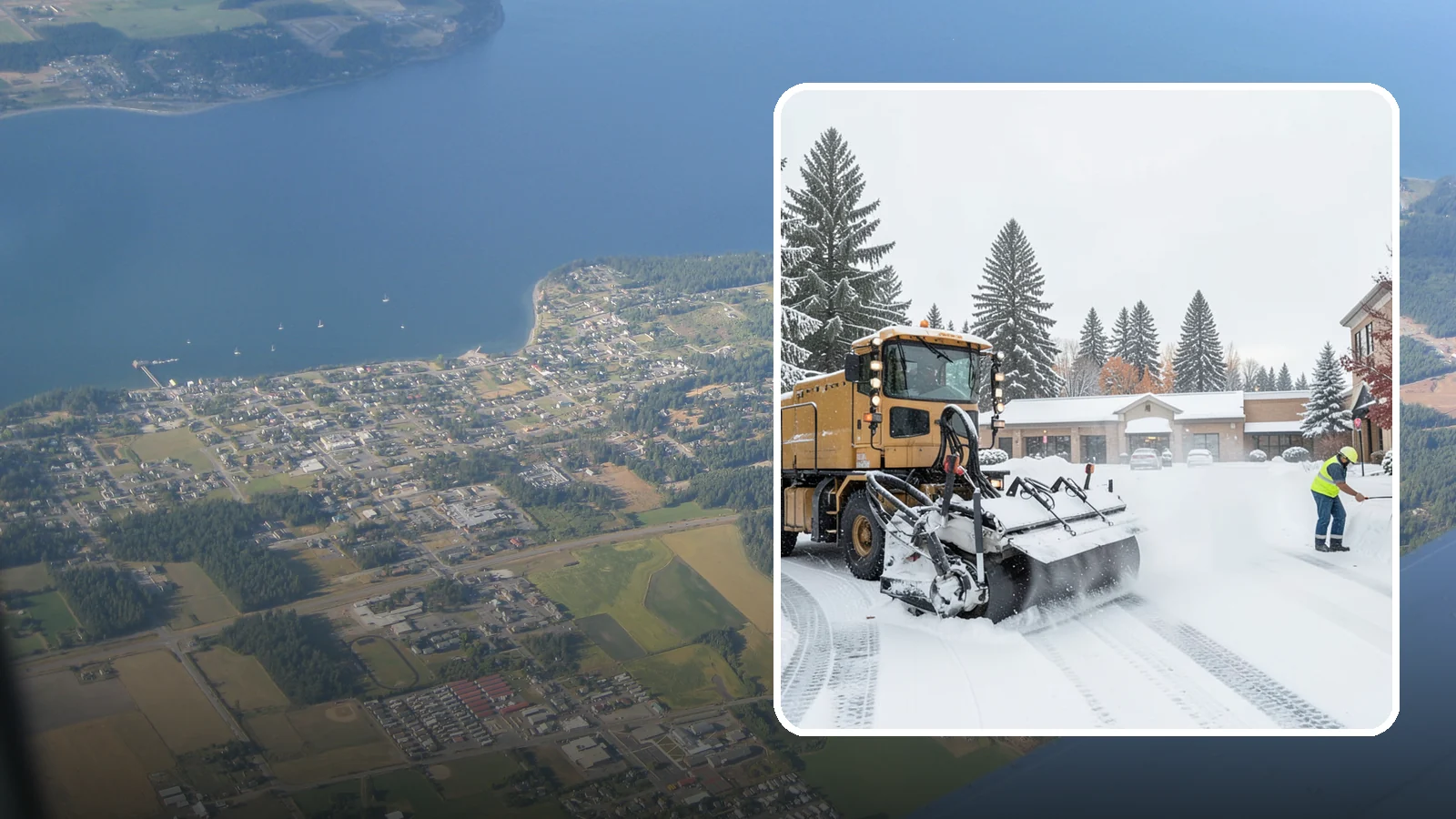 Shopping Center Snow Plowing in Coupeville, Island County, WA - We plow large shopping center lots and storefronts before open so every tenant's customers reach the doors.