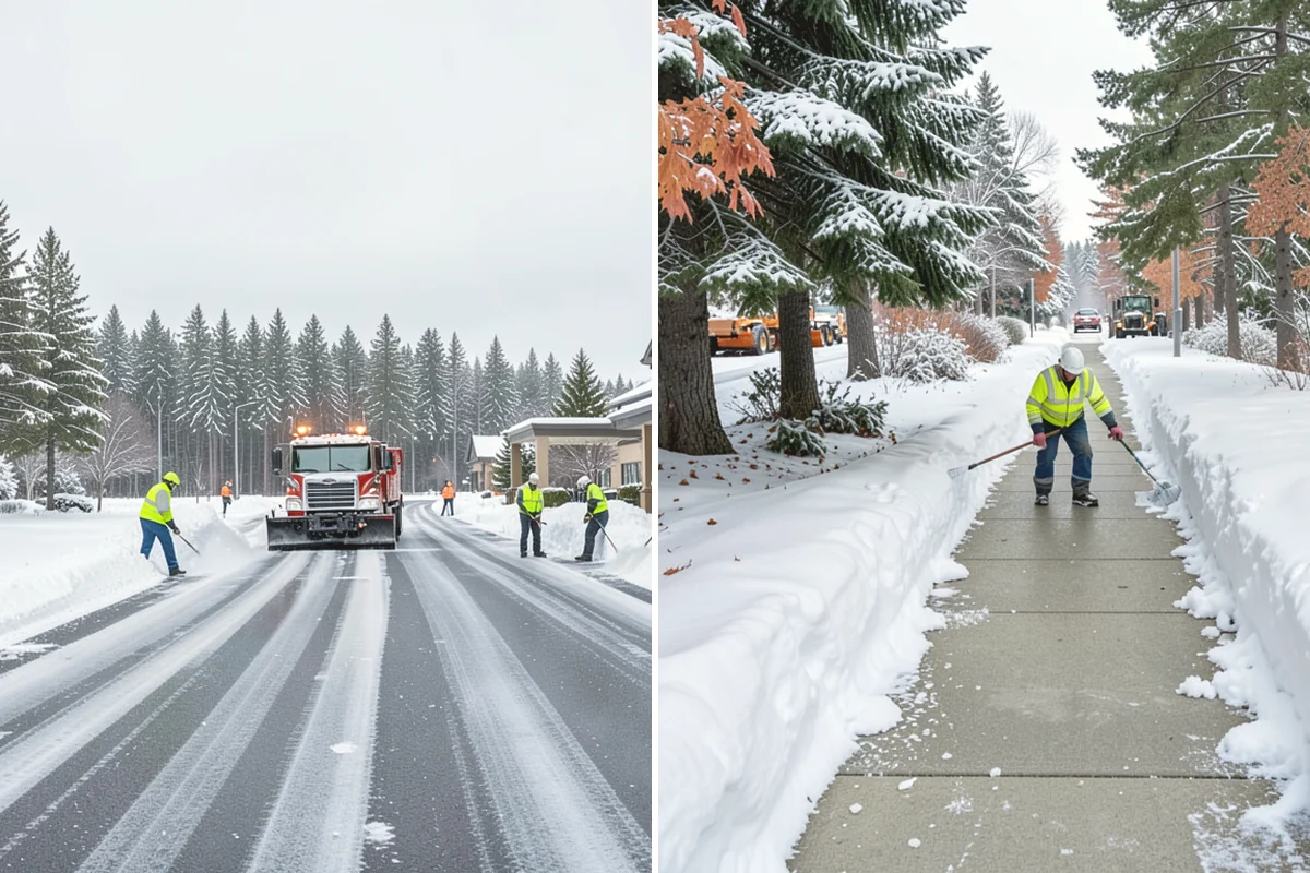 Shopping Center Snow Plowing in Duvall, King County, WA - Map the lot, storefront aprons, and snow-storage islands with center management