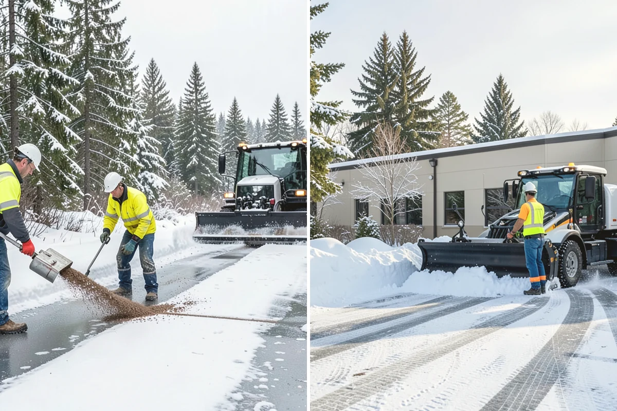 Shopping Center Snow Plowing in Edgewood, Pierce County, WA - Map the lot, storefront aprons, and snow-storage islands with center management