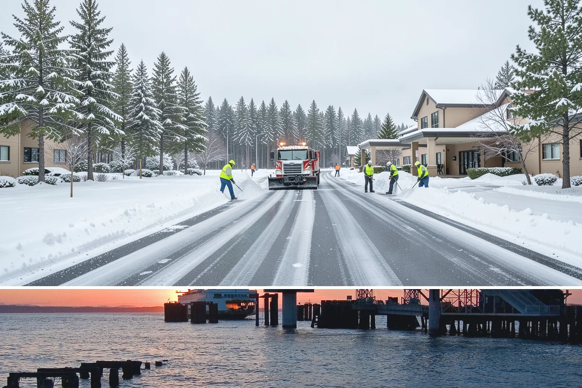 Shopping Center Snow Plowing in Edmonds, Snohomish County, WA - Line up service before the holiday season so a storm never keeps shoppers from your tenants.