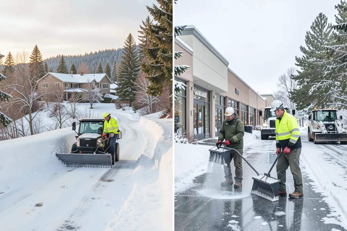 Shopping Center Snow Plowing in Gold Bar, Snohomish County, WA - Map the lot, storefront aprons, and snow-storage islands with center management